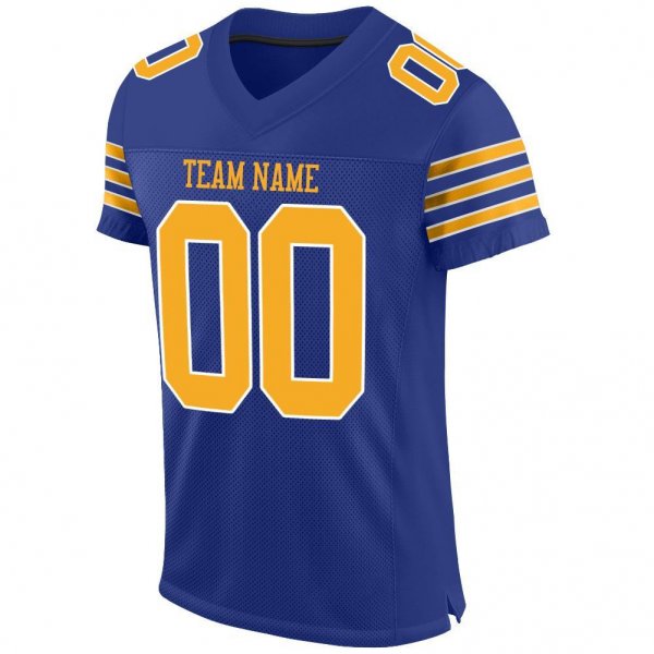 Kid's Custom Royal Gold-White Mesh Authentic Football Jersey