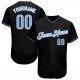 Women's Custom Black Light Blue-White Authentic Baseball Jersey