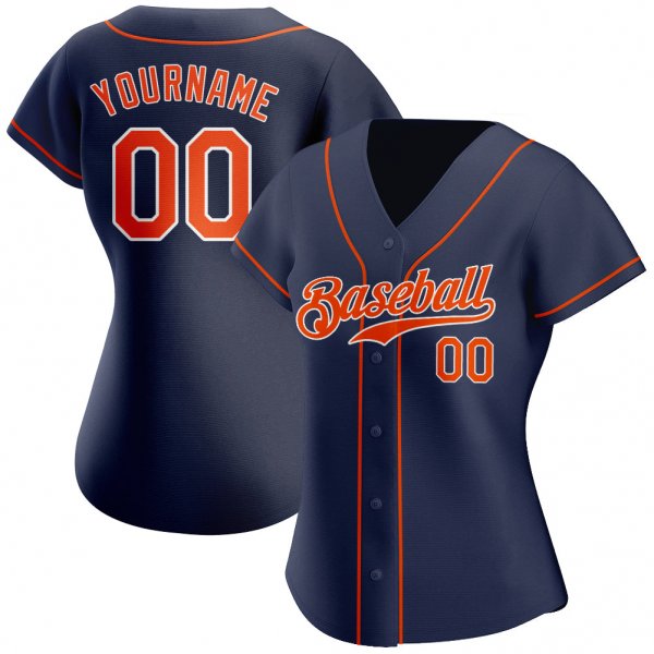 Kid's Custom Navy Orange-White Authentic Baseball Jersey