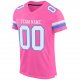 Women's Custom Pink White-Powder Blue Mesh Authentic Football Jersey