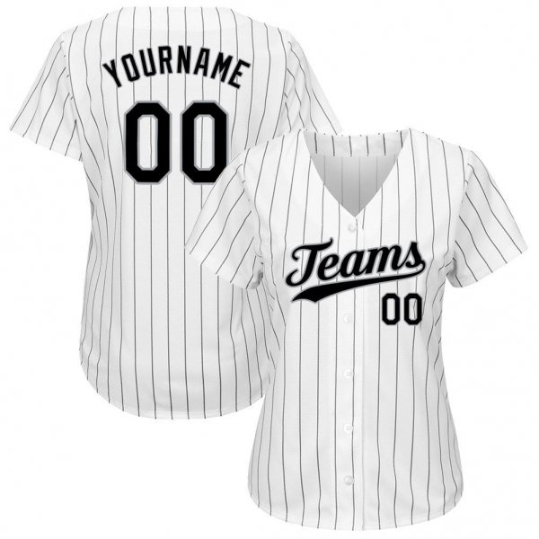 Preschool Custom White Black Pinstripe Black-Gray Authentic Baseball Jersey