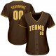 Kid's Custom Brown Gold-White Authentic Baseball Jersey