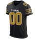 Men's Custom Black Old Gold-White Mesh Authentic Football Jersey