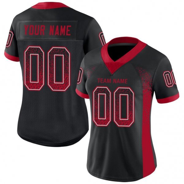 Youth Custom Black Red-Gray Mesh Drift Fashion Football Jersey