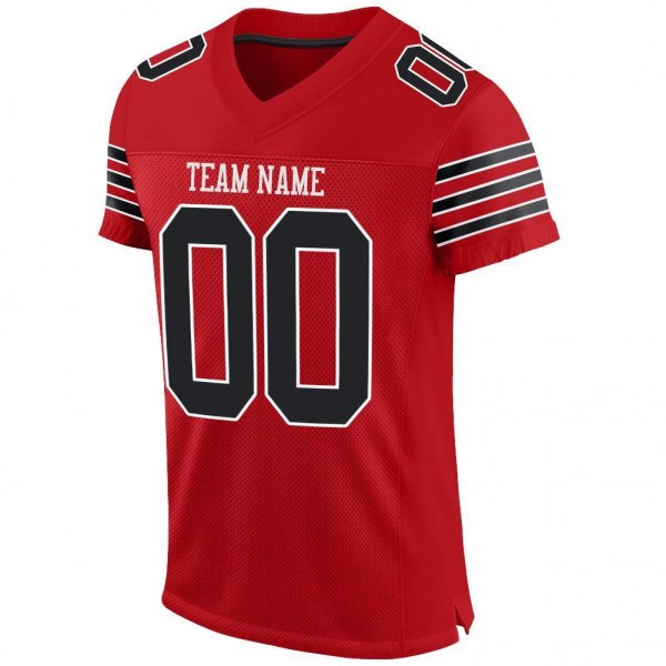 Women's Custom Red Black-White Mesh Authentic Football Jersey