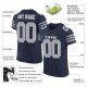 Men's Custom Navy Gray-White Mesh Authentic Football Jersey