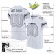 Women's Custom White Silver-Black Mesh Authentic Football Jersey