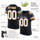 Men's Custom Black White-Gold Mesh Authentic Football Jersey