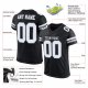 Women's Custom Black White-Silver Mesh Authentic Football Jersey