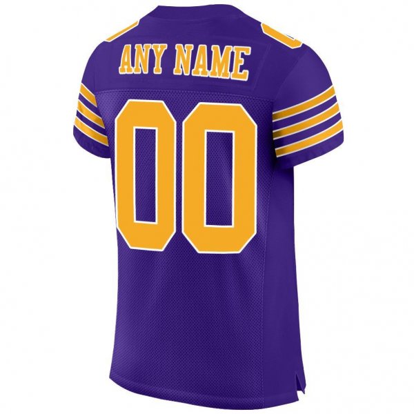 Men's Custom Purple Gold-White Mesh Authentic Football Jersey