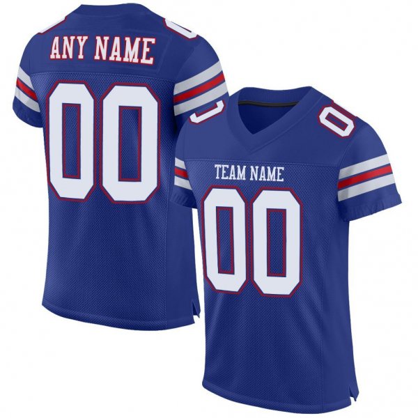 Kid's Custom Royal White-Red Mesh Authentic Football Jersey