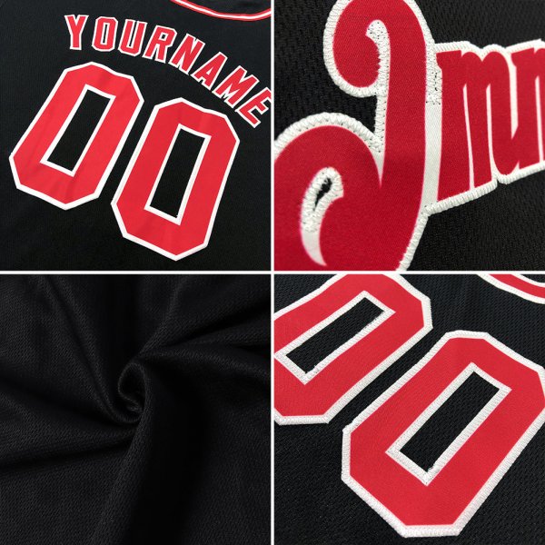 Kid's Custom Black Red-Gray Authentic Baseball Jersey