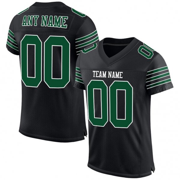 Men's Custom Black Gotham Green-White Mesh Authentic Football Jersey