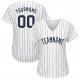 Youth Custom White Navy Pinstripe Navy Baseball Jersey