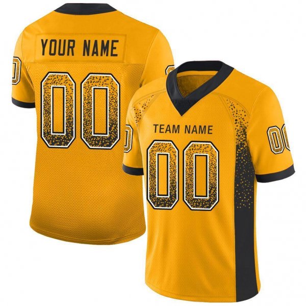 Youth Custom Gold Black-White Mesh Drift Fashion Football Jersey