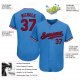 Kid's Custom Powder Blue Red-Navy Authentic Baseball Jersey