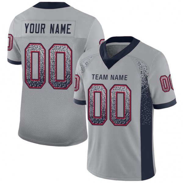 Youth Custom Light Gray Navy-Scarlet Mesh Drift Fashion Football Jersey