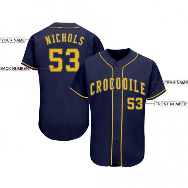 Men's Custom Navy Gold Baseball Jersey