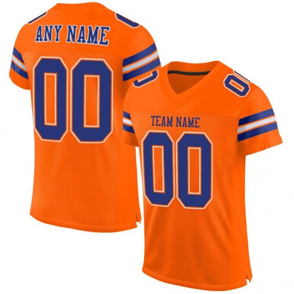 Preschool Custom Orange Royal-White Mesh Authentic Football Jersey