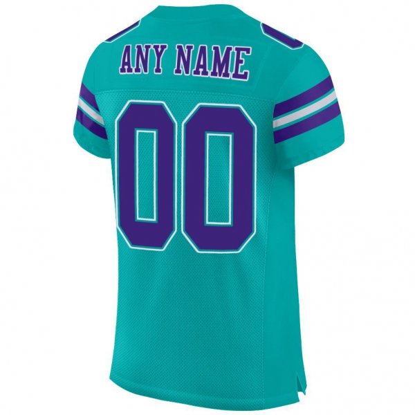 Kid's Custom Aqua Purple-White Mesh Authentic Football Jersey