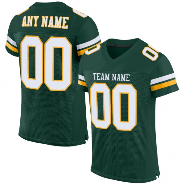 Women's Custom Green White-Gold Mesh Authentic Football Jersey