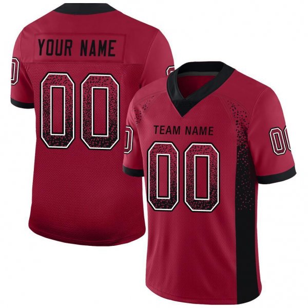 Women's Custom Cardinal Black-White Mesh Drift Fashion Football Jersey