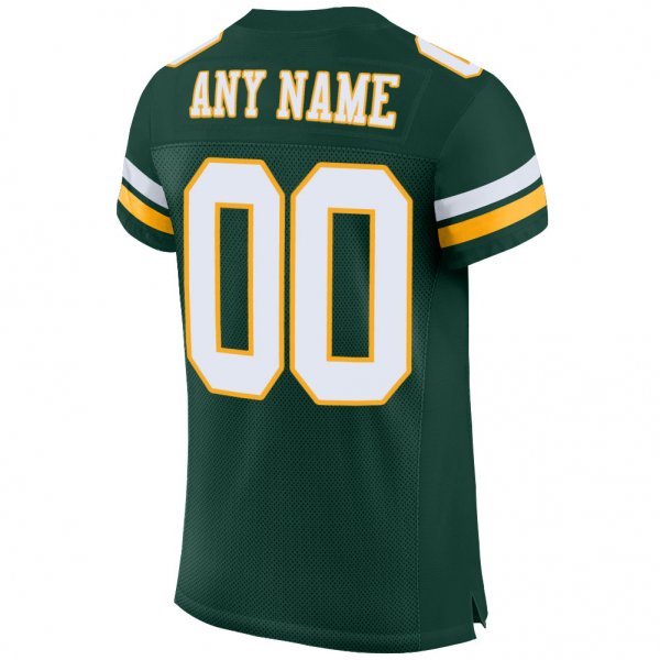 Women's Custom Green White-Gold Mesh Authentic Football Jersey