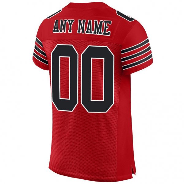 Women's Custom Red Black-White Mesh Authentic Football Jersey