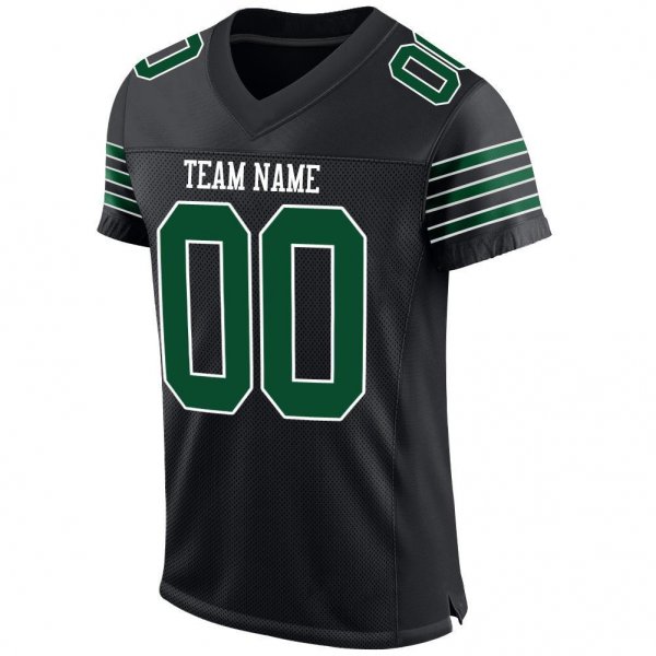 Men's Custom Black Gotham Green-White Mesh Authentic Football Jersey