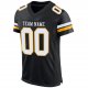 Men's Custom Black White-Gold Mesh Authentic Football Jersey