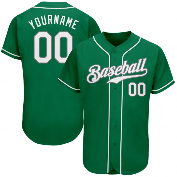 Preschool Custom Kelly Green White-Gray Authentic St. Patrick's Day Baseball Jersey