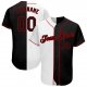 Men's Custom White-Black Red Authentic Split Fashion Baseball Jersey