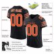 Men's Custom Black Orange-White Mesh Authentic Football Jersey