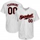 Preschool Custom White Black Pinstripe Black-Red Authentic Baseball Jersey