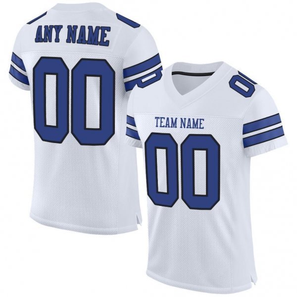 Women's Custom White Royal-Black Mesh Authentic Football Jersey