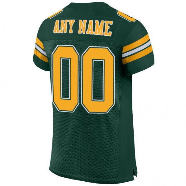 Women's Custom Green Gold-White Mesh Authentic Football Jersey