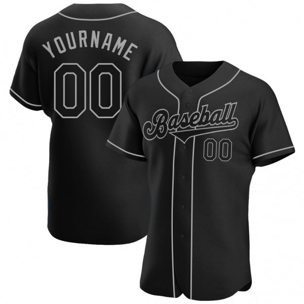 Women's Custom Black Black-Gray Authentic Baseball Jersey