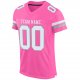 Women's Custom Pink White-Light Gray Mesh Authentic Football Jersey