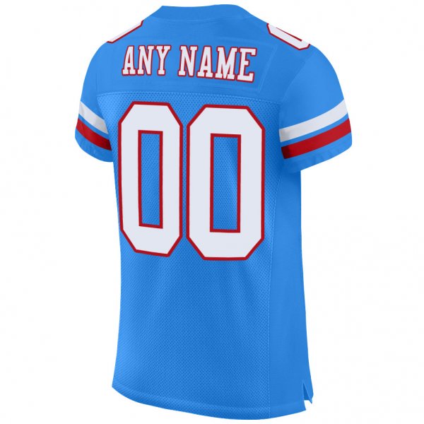 Women's Custom Powder Blue White-Red Mesh Authentic Football Jersey