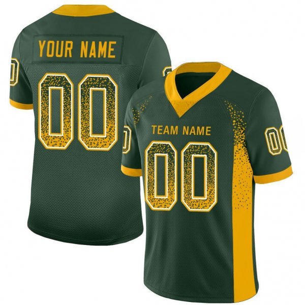 Youth Custom Green Gold-White Mesh Drift Fashion Football Jersey