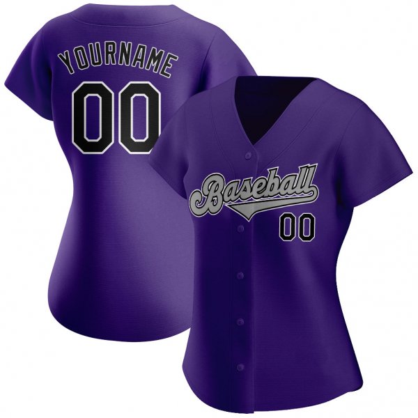 Preschool Custom Purple Black-Gray Authentic Baseball Jersey