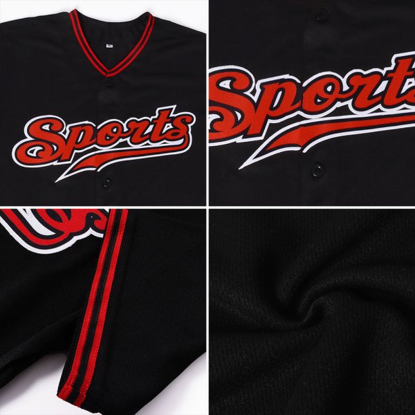 Preschool Custom Black Red-White Authentic Baseball Jersey