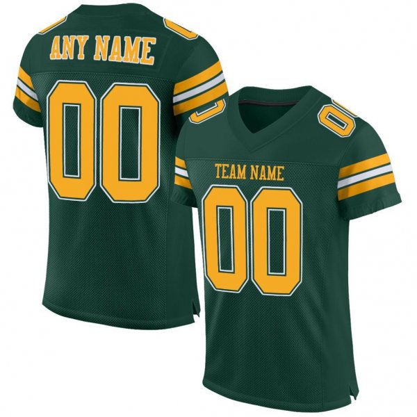 Women's Custom Green Gold-White Mesh Authentic Football Jersey