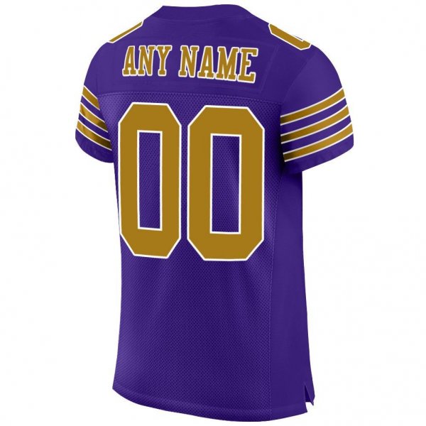 Women's Custom Purple Old Gold-White Mesh Authentic Football Jersey