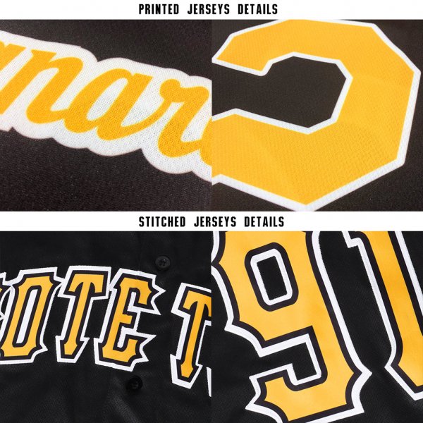 Women's Custom Black Gold-White Baseball Jersey