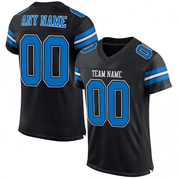 Men's Custom Black Panther Blue-White Mesh Authentic Football Jersey