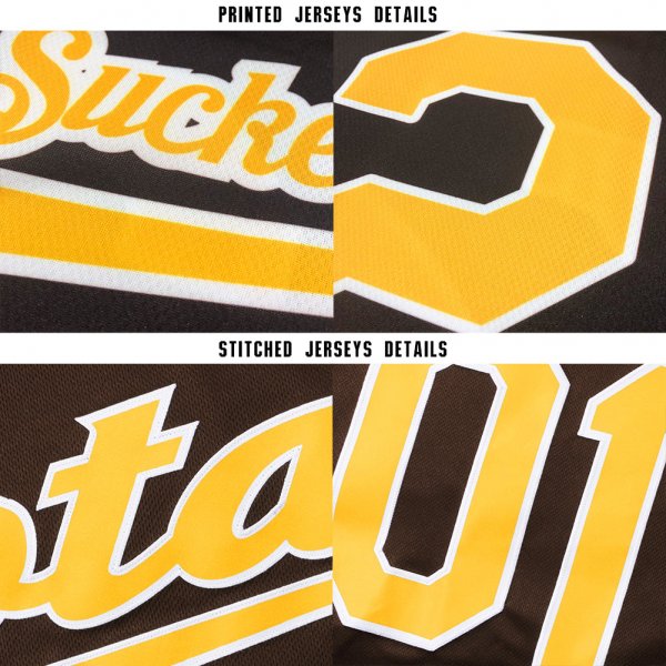 Men's Custom Brown Gold-White Baseball Jersey