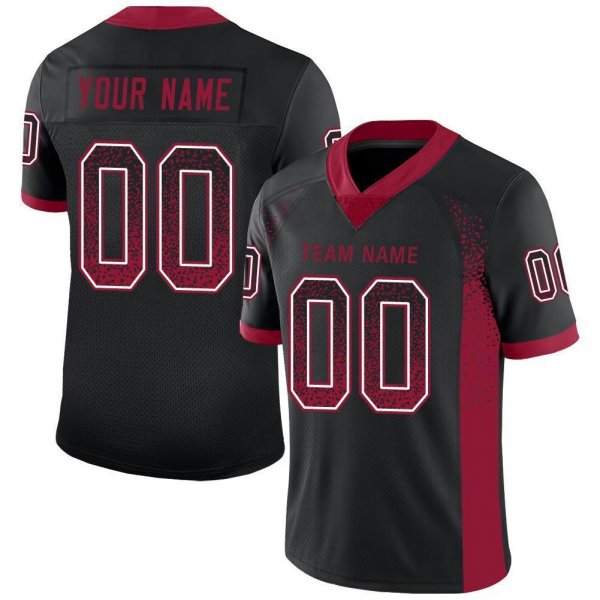 Men's Custom Black Cardinal-White Mesh Drift Fashion Football Jersey