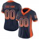 Women's Custom Navy Orange-White Mesh Drift Fashion Football Jersey