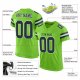 Kid's Custom Neon Green Navy-White Mesh Authentic Football Jersey